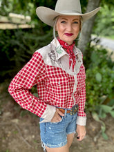 The Red Raider gingham pearl snap