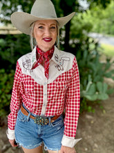 The Red Raider gingham pearl snap