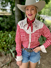 The Red Raider gingham pearl snap