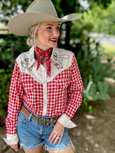 The Red Raider gingham pearl snap