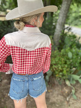 The Red Raider gingham pearl snap