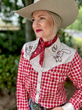 The Red Raider gingham pearl snap