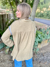 The Saddle sand blouse