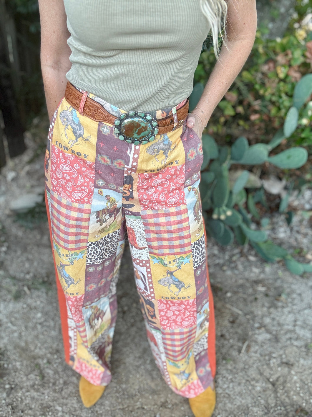 Cowboy collage trousers