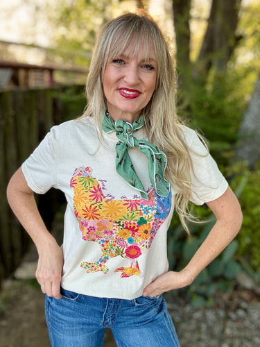 Find Joy chicken tee