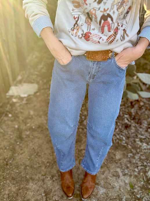 The Textured barrel jeans