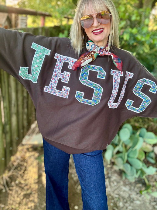 Jesus patchwork sweatshirt