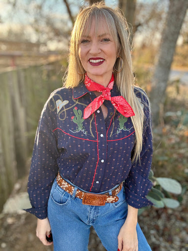 The Native navy pearl snap