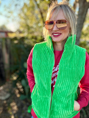 Green cord vest