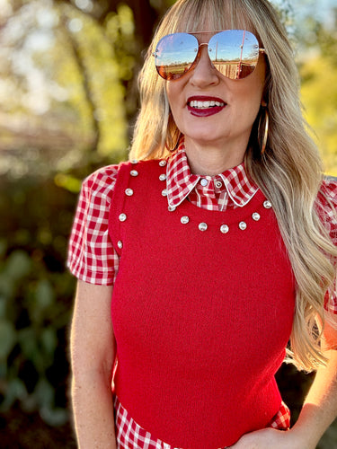 The Red rhinestone sweater vest