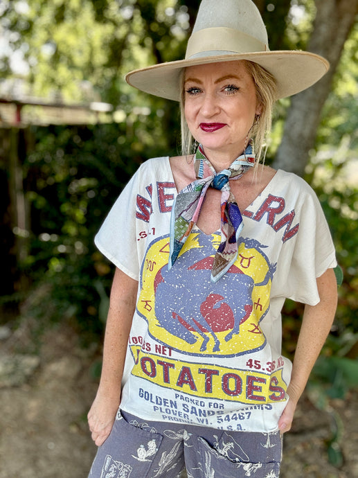 Seasons best western flour sack shirt