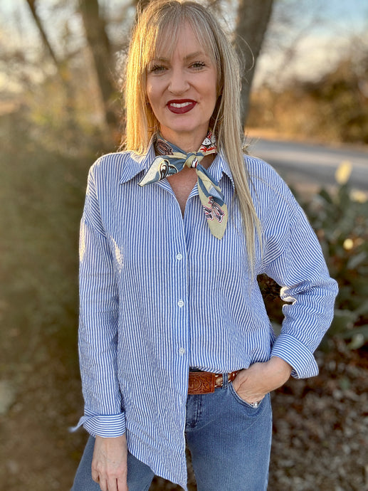 Break the blues button up