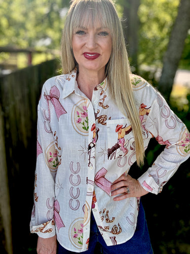 Giddy up cowgirl button up