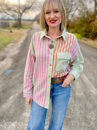 The soft stripe button up