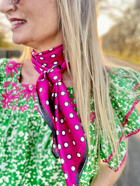 green polka dot scarf